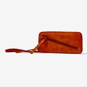 Free People Distressed Vegan Wallet $58 Brown Wristlet